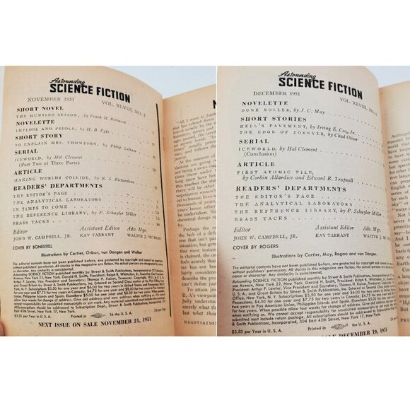 Astounding Science Fiction Magazine 1951 Aug-Dec 5 Issues When Worlds Collide - Picture 11 of 13